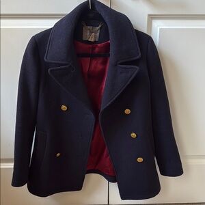 J Crew Stadium Cloth Navy Pea Coat